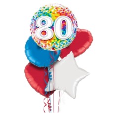 Happy 80th Birthday Rainbow Confetti Balloon Bouquet